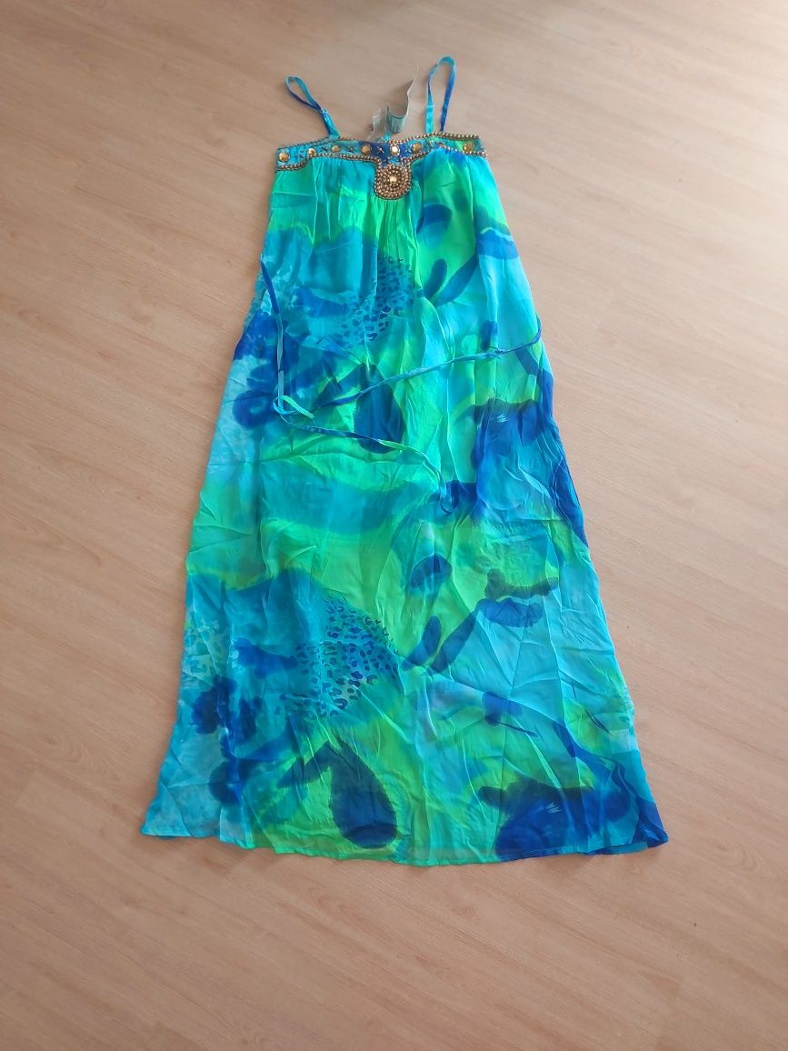 Vestido verão azul e verde