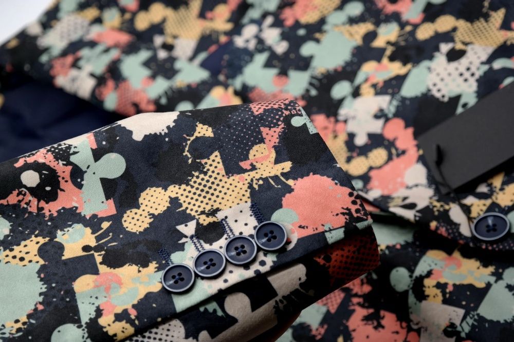 GIOVANNI PERA Marynarka męska D006 kolorowa puzzle 48 S