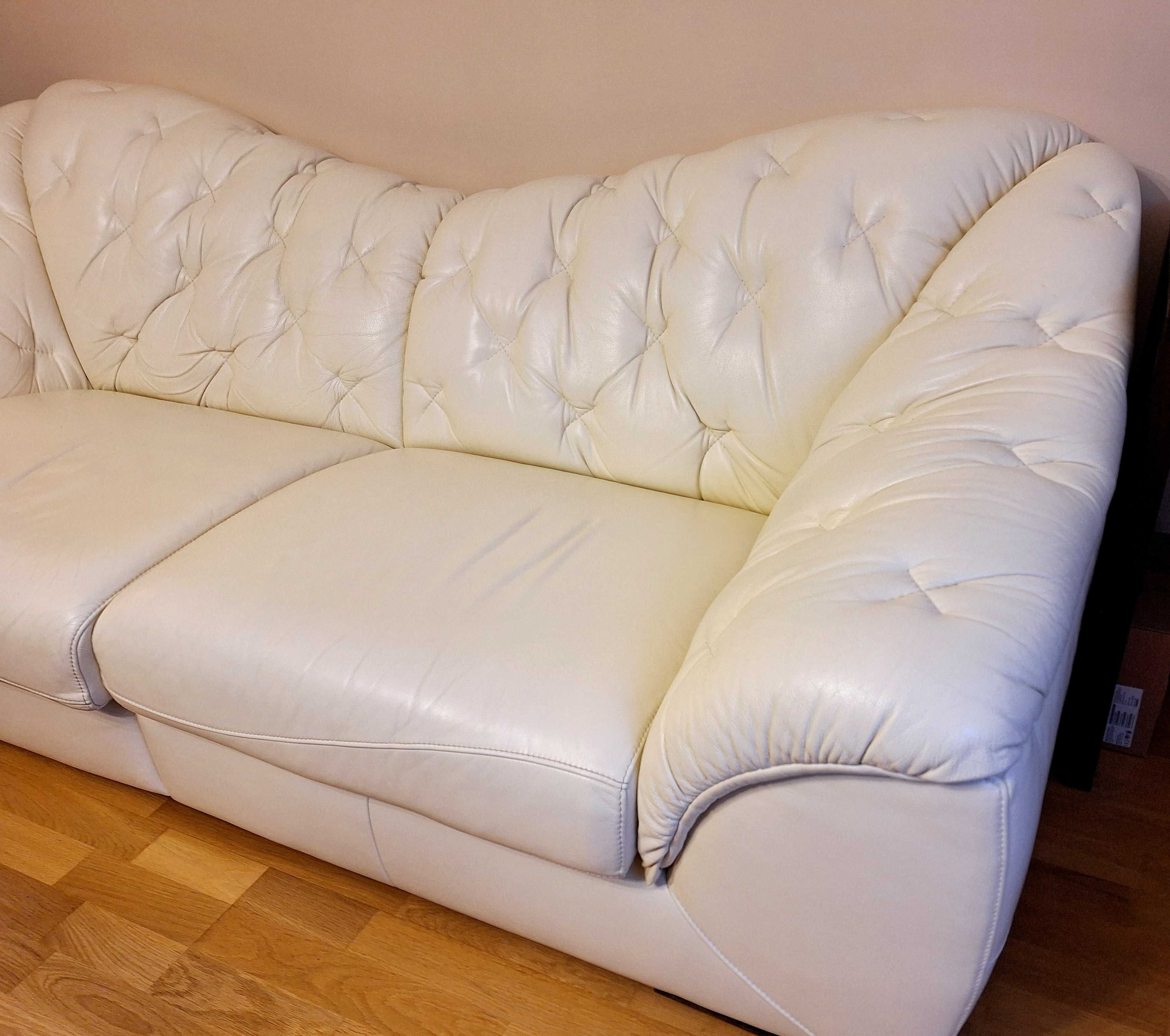 Skórzana sofa bez funkcji spania  kremowa ZUCHERO 3BF VIENNA LUX