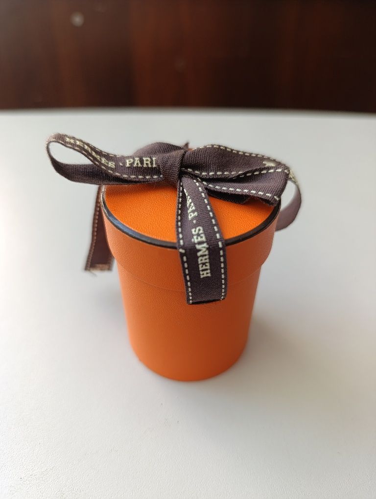 Подарункова коробка HERMES Twilly Orange з коричневою стрічкою