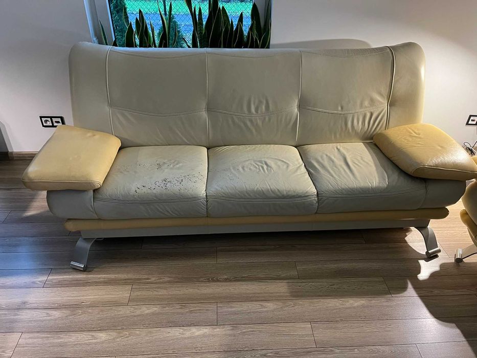Wypoczynek skórzany 3+2, wersalka + sofa
