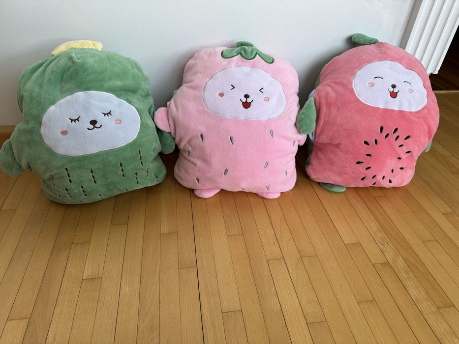 Набір з 3 подушок М'яка іграшка-подушка TOPA Ківі Кавун Полуниця 2в1