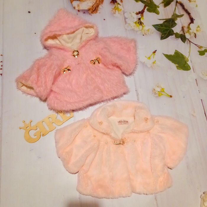 Болеро рожеве святкова накидка меховушка на дівчинку 2 3 4 роки 98 104