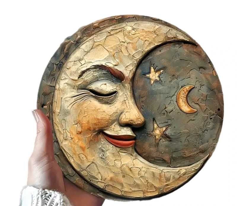 Zawieszka obraz uśmiechnięty księżyc w stylu Vintage