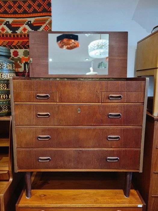 Toaletka tekowa ,komoda z szufladami,duński design,Dania lata 60,mid-c