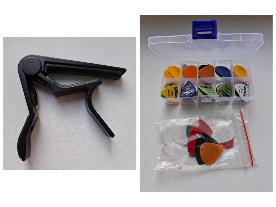 Струни  поштучно для гітари 1, 2, медіатор каподастр ремінь