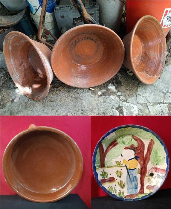 alguidares prato e tacho de barro