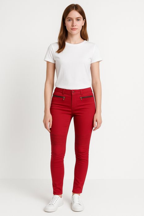 Czerwone spodnie biodrówki Stradivarius rozmiar S