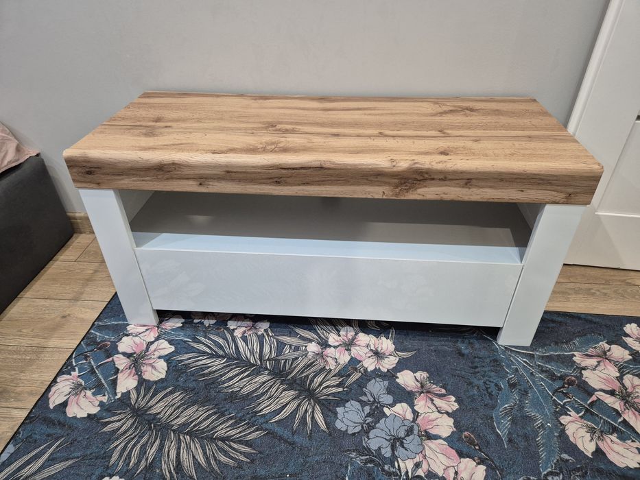 Szafka RTV Holten 106 cm z szufladą i półką biały połysk