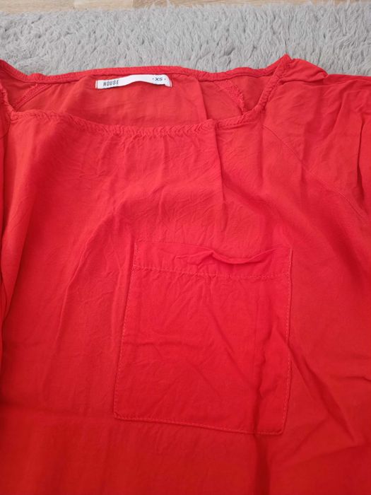 Bluzka damska T-Shirt satynowy pomarańczowy r XS