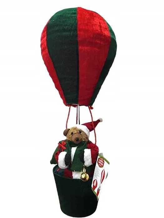 Figurka świąteczna MIŚ Z PREZENTAMI W BALONIE składana 80 CM