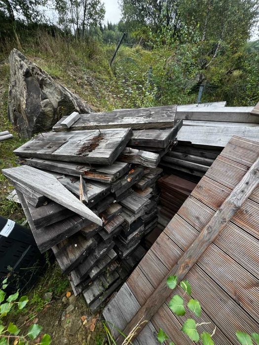 Drewno po rozbiórce tarasu i okna PCV po wymianie (tylko całość)