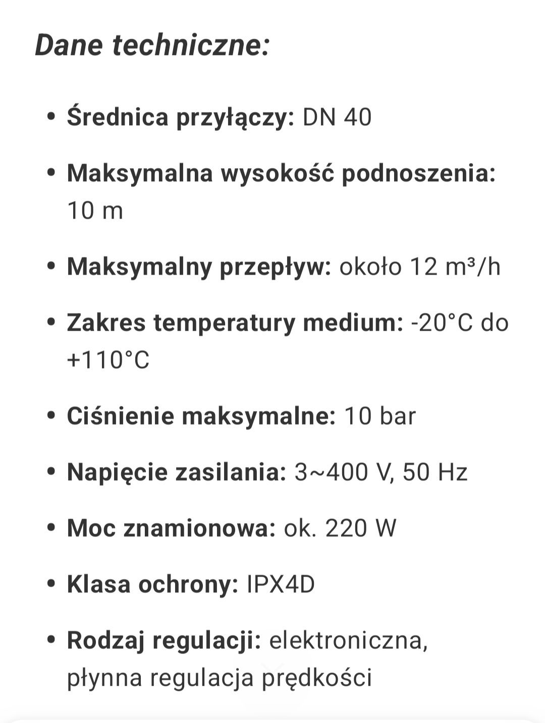 Pompa obiegowa Wilo Top-E40/1-10 wody