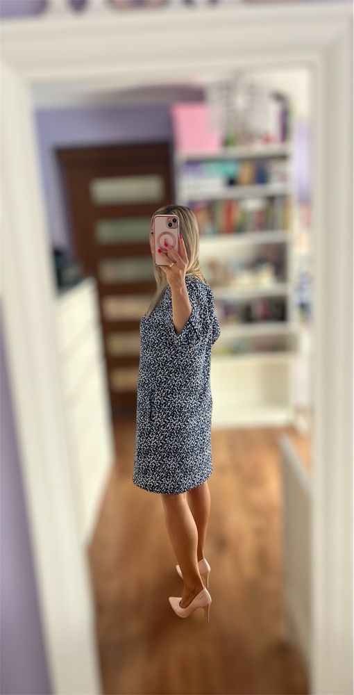 Oversize luźna panterkowe sukienka ciapki niebieska outfit Capsule