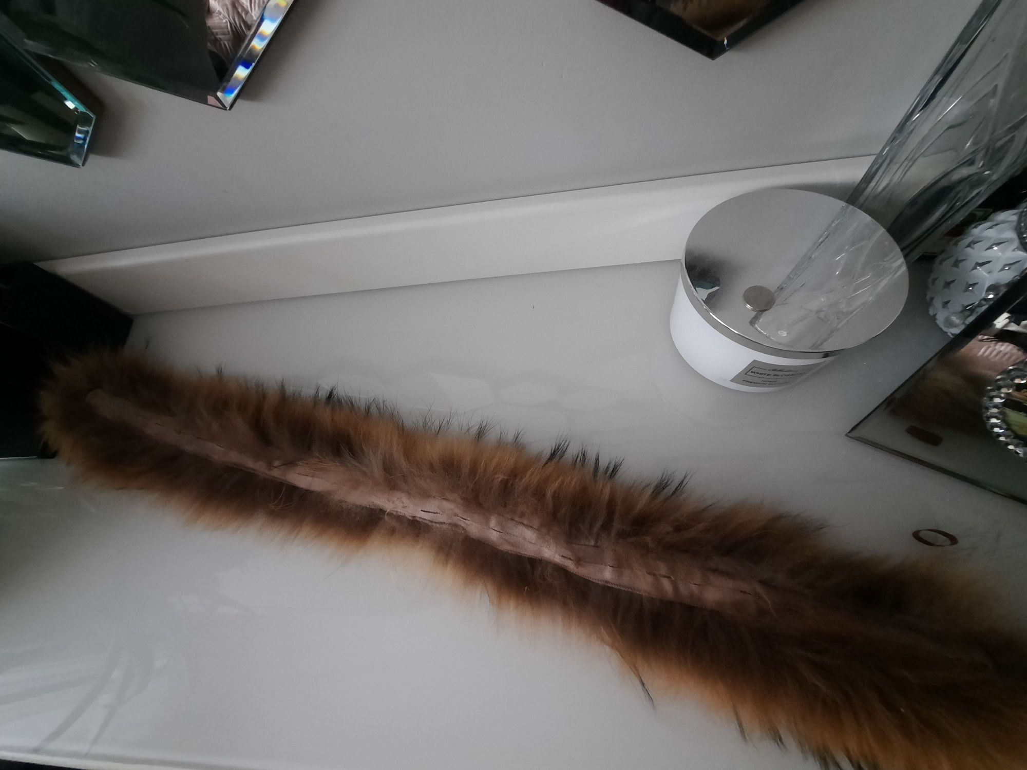 JENOT naturalny 82cm obszycie kaptura kołnierz przypinka dopinka
