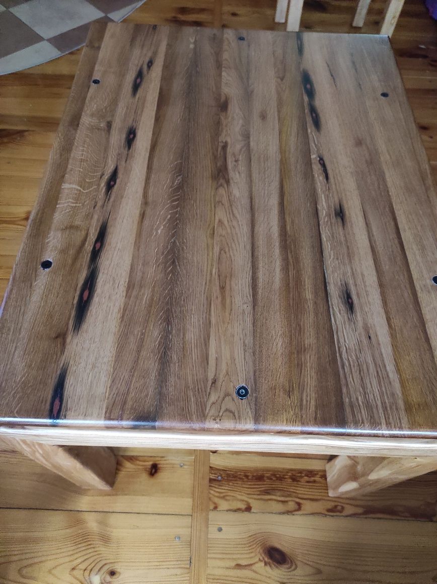 Stolik ława 60x80 lite drewno rękodzieło dąb/jesion