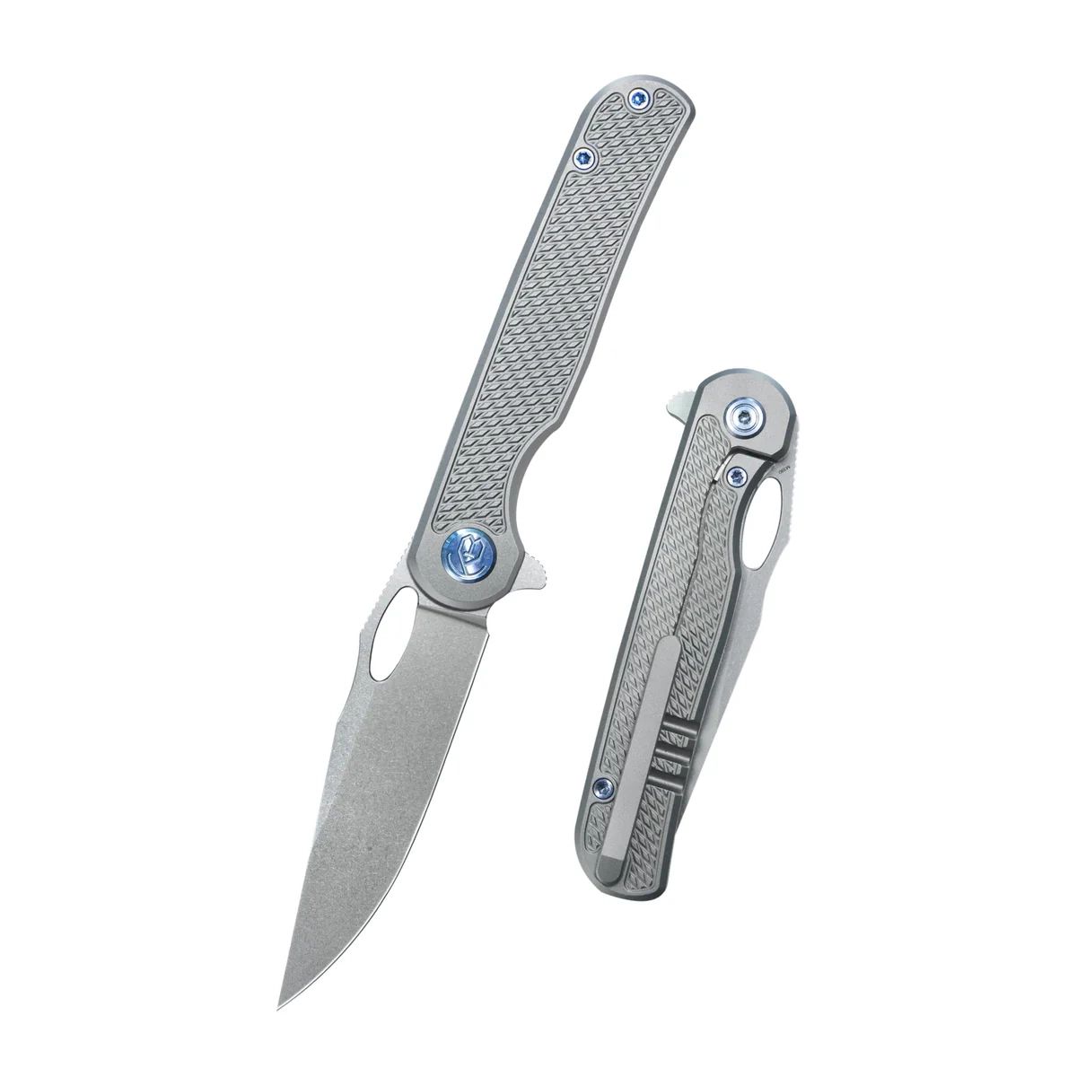Nóż składany Kubey KB Knives Hydro Grey Titanium, Stonewashed M390