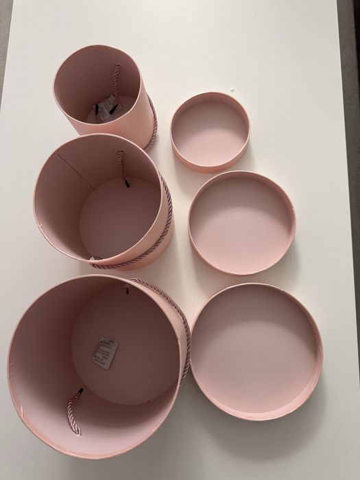 Różowe pudełka do flowerbox nowe 3 sztuki