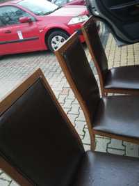 krzesła stołowe drewno skóra 3 szt prod. MALEZJA