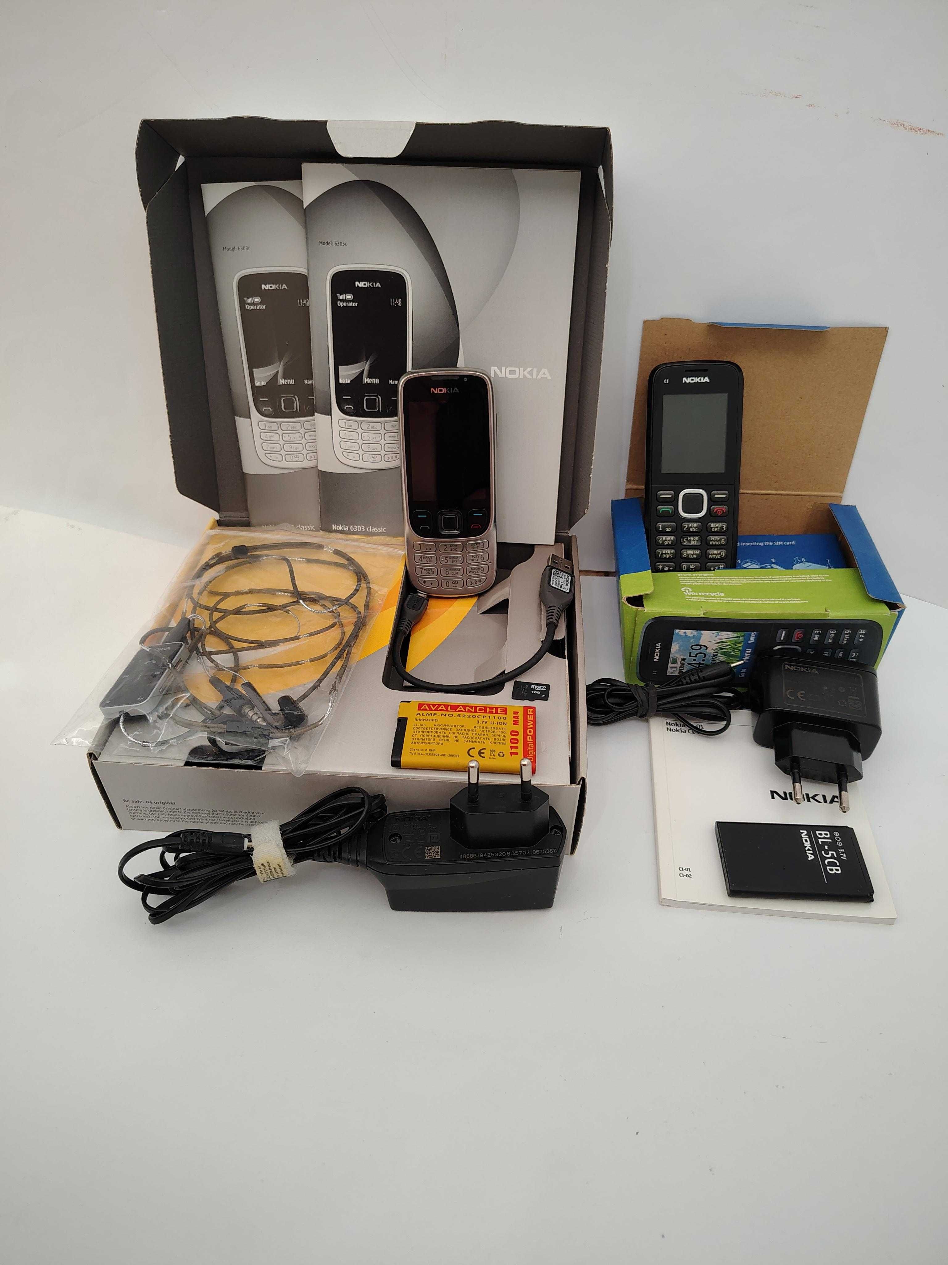 Мобильные телефоны Nokia 6303 Classic и Nokia C1-02 Black.