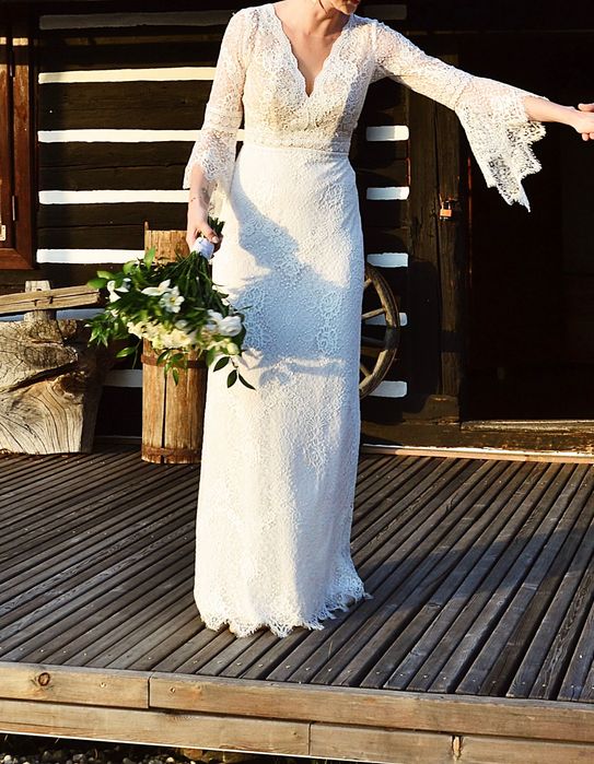 Suknia ślubna boho plus welon