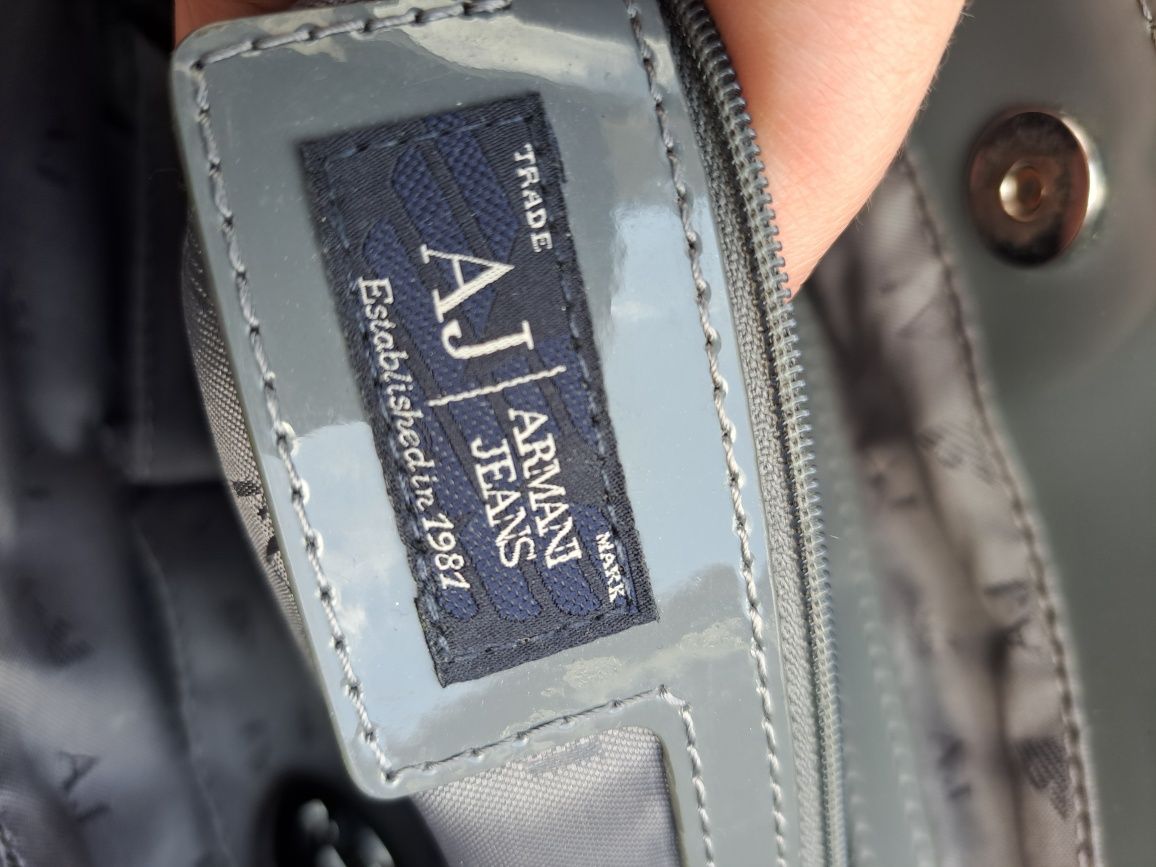 Armani Jeans duża szara torba lakierowana że skóry ekologicznej