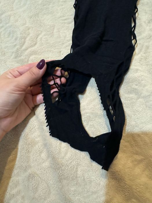 Bodystocking damskie czarne z dziurką body rajstopy