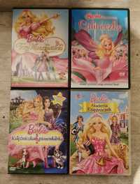 Barbie 4x DVD Akademia Księżniczek, Trzy Muszkieterki, Calineczka, ...