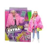 BARBIE EXTRA MODA - RUCHOMA LALKA + zwierzak + akcesoria + dodatki