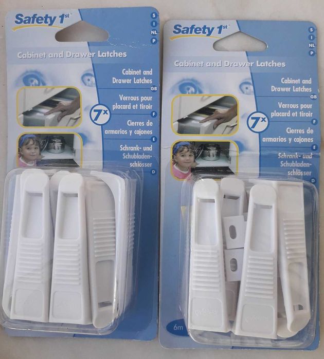 Seguranças para gavetas ou portas de móveis.