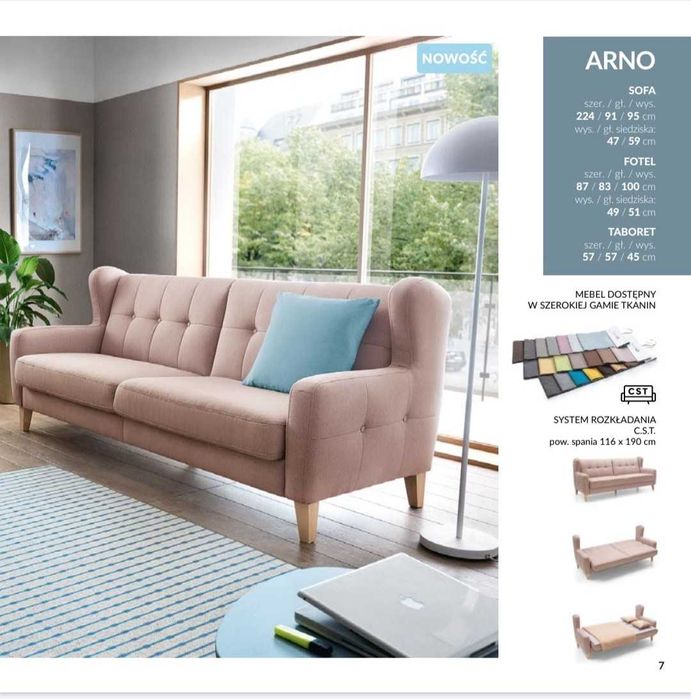 Komplet wypoczynkowy Sweet Sit Arno – sofa + 2 fotele, pudrowy róż