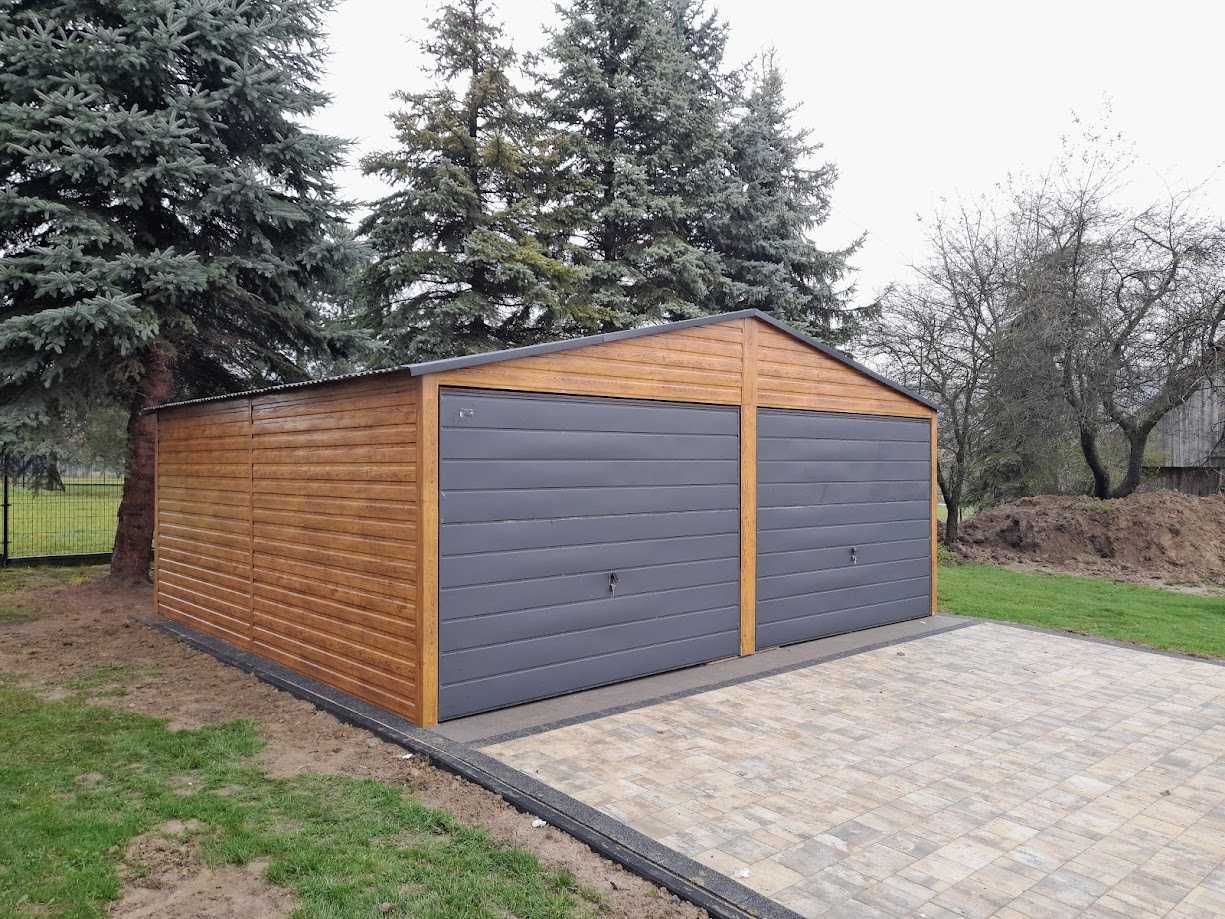 Garaż drewnopodobny  6x5 z dachem dwuspadowym