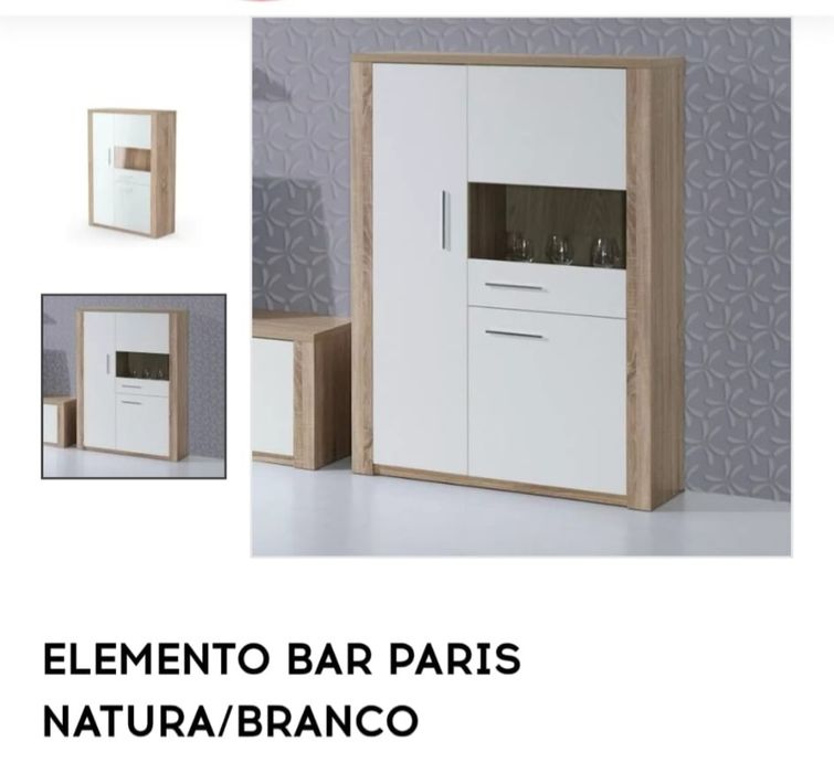Móvel Bar “Paris” – Natura/Branco – Excelente Estado