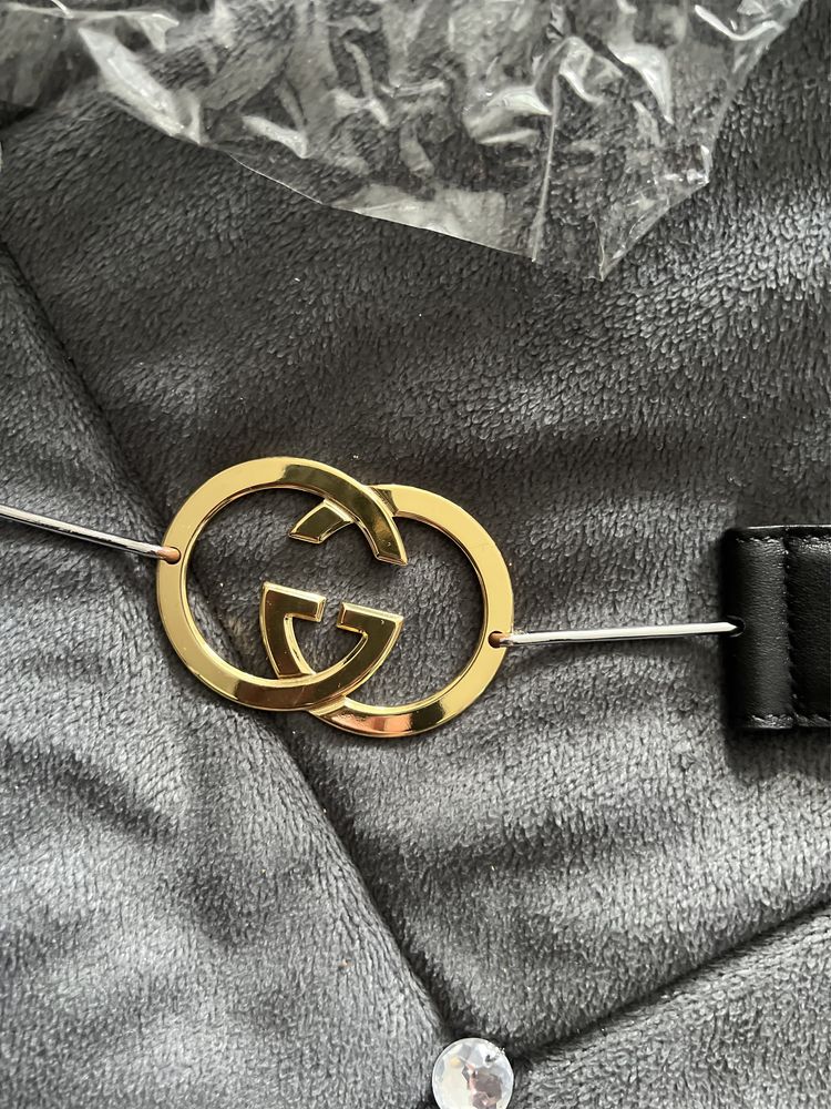 Pasek Gucci w talii zloto black czarny OKAZJA usa