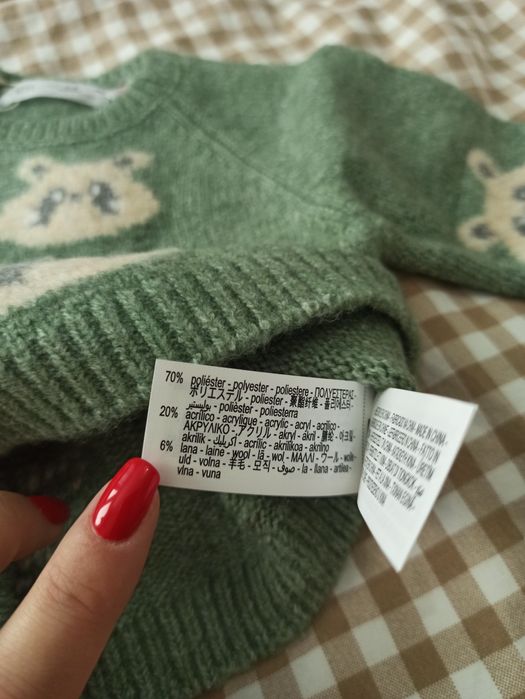 Sweterek niemowlęcy z wełną dla chłopca Zara r. 68