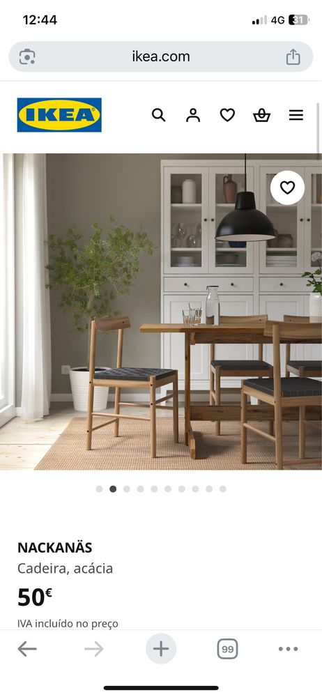 Mesa madeira com 4 cadeiras - nacknas ikea