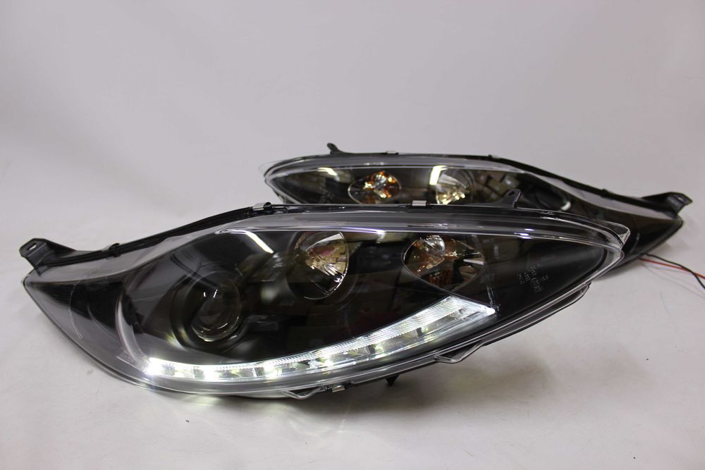 Lampy przednie przód FORD FIESTA MK 7 VII 08-12 LED BLACK SMOKE IGŁA