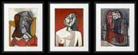 Picasso 3 plakaty bordo-ochra kubizm