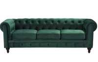 Sofa 3-osobowa welurowa zielona CHESTERFIELD