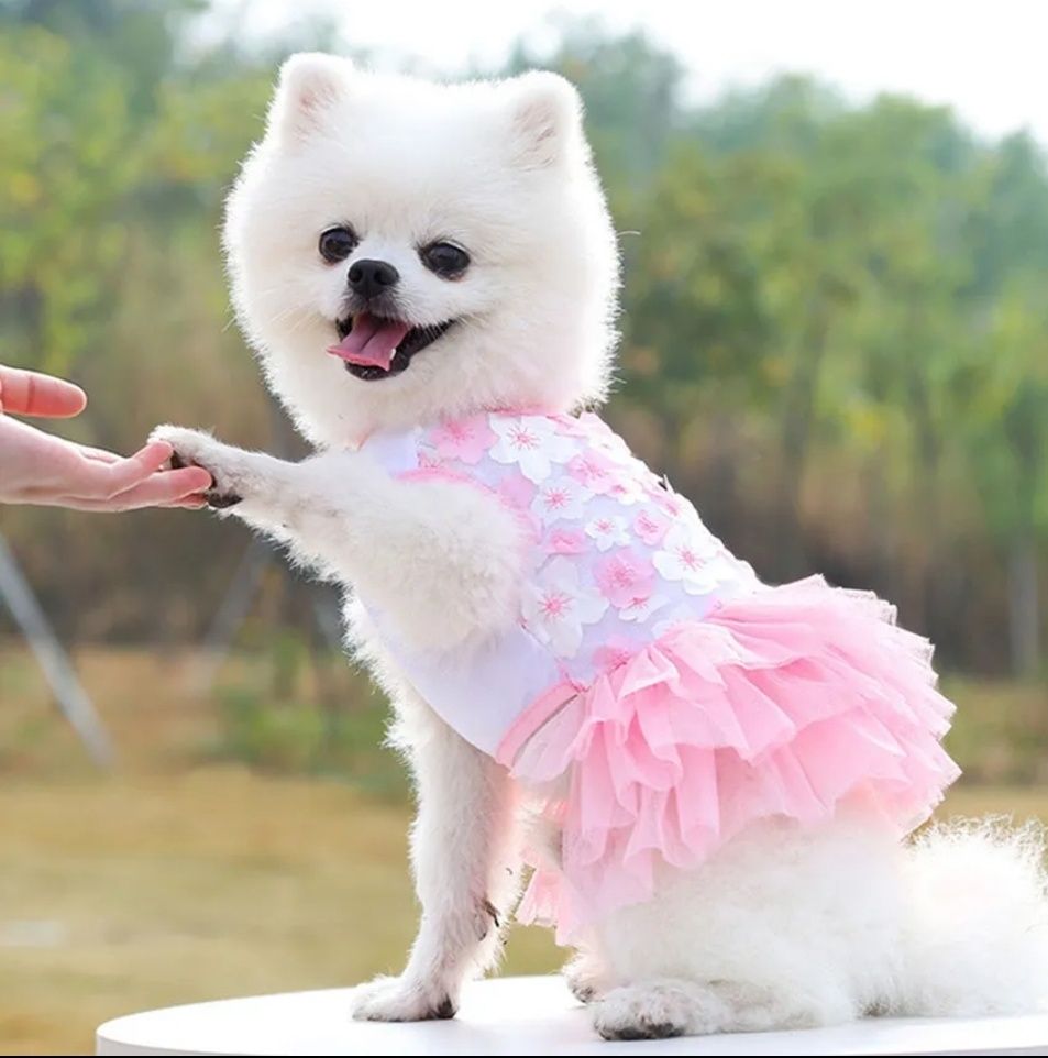 Одяг для  собак весняний та літня сукня рожева