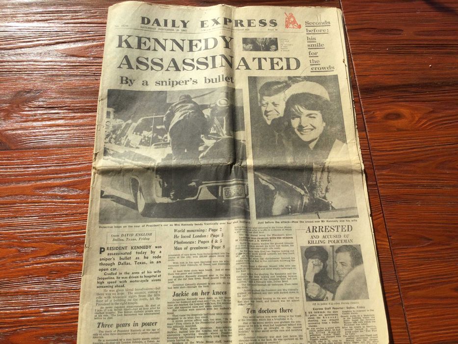 Kolekcjonerska gazeta z 1963 roku z zamachu na J.F Kennedyego