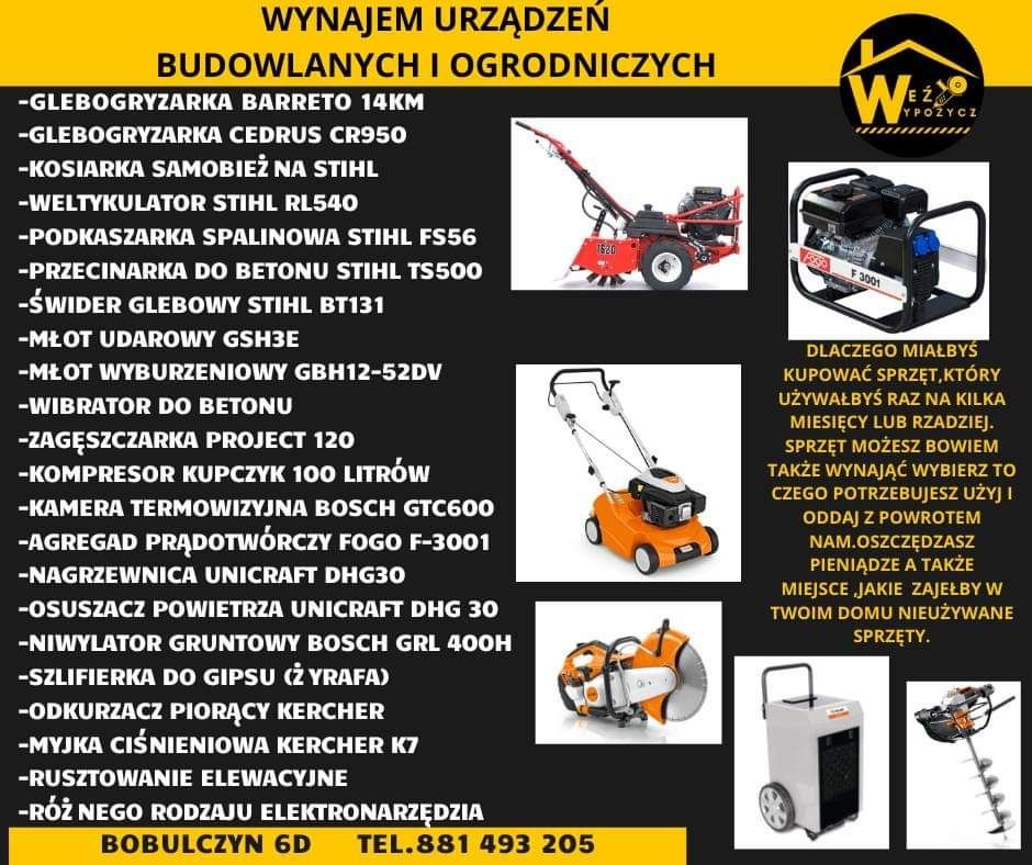 Wypożyczalnia narzędzi budowlanych -Ogrodniczych