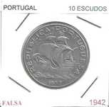 Portugal - - - - - 10$00 - - 1942 - - - Moeda Falsa