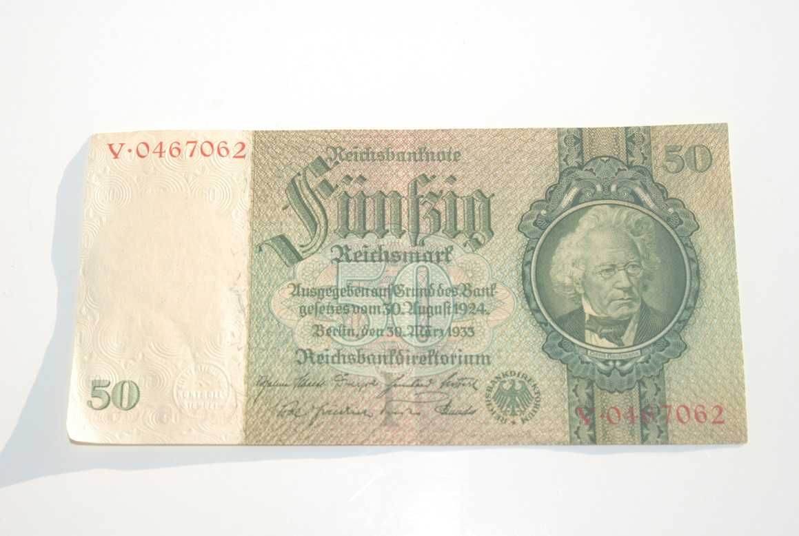 Stary banknot 50 marek 50 reichsmark 1933 antyk
