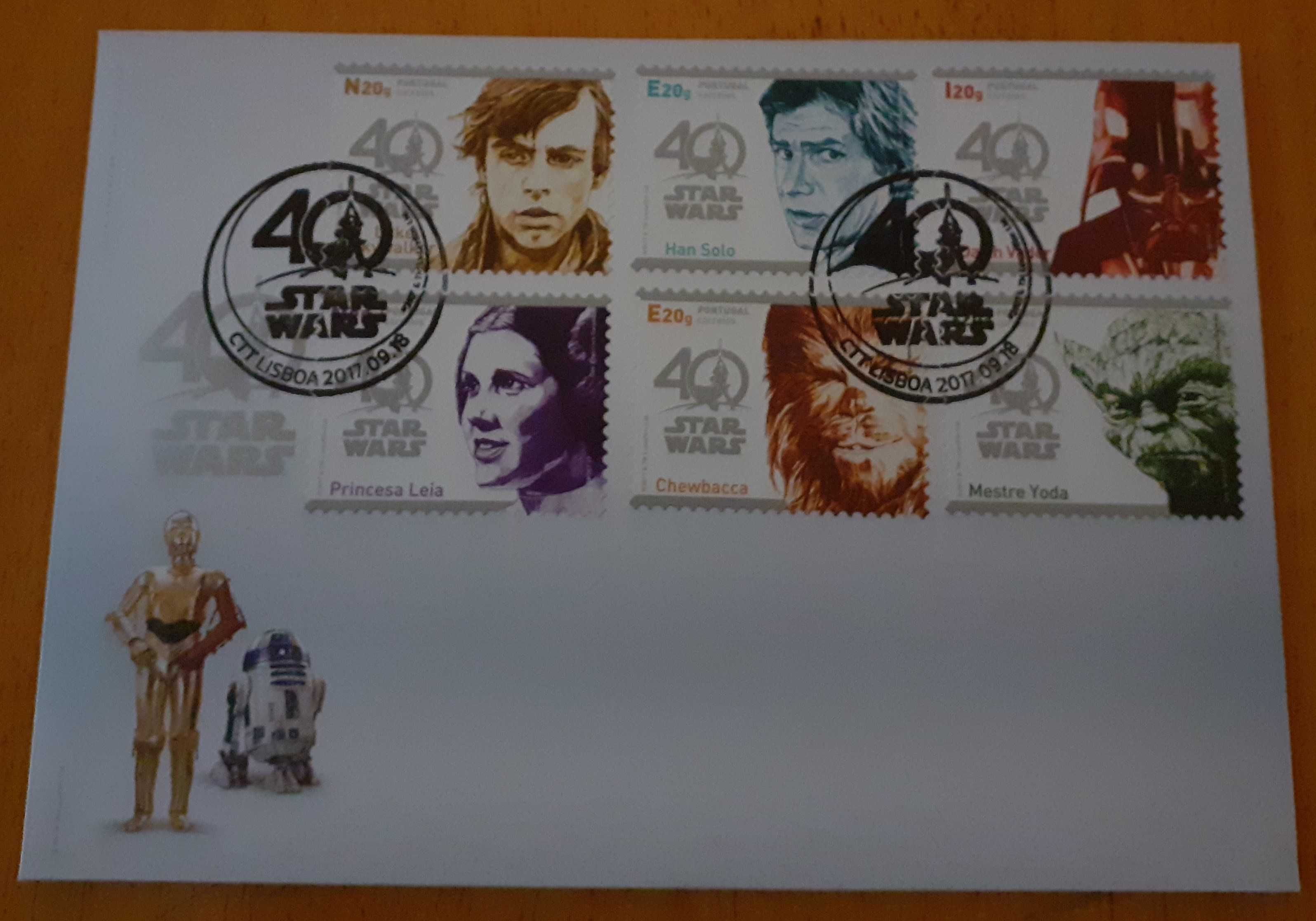 selos dos 40 anos da guerra das estrelas