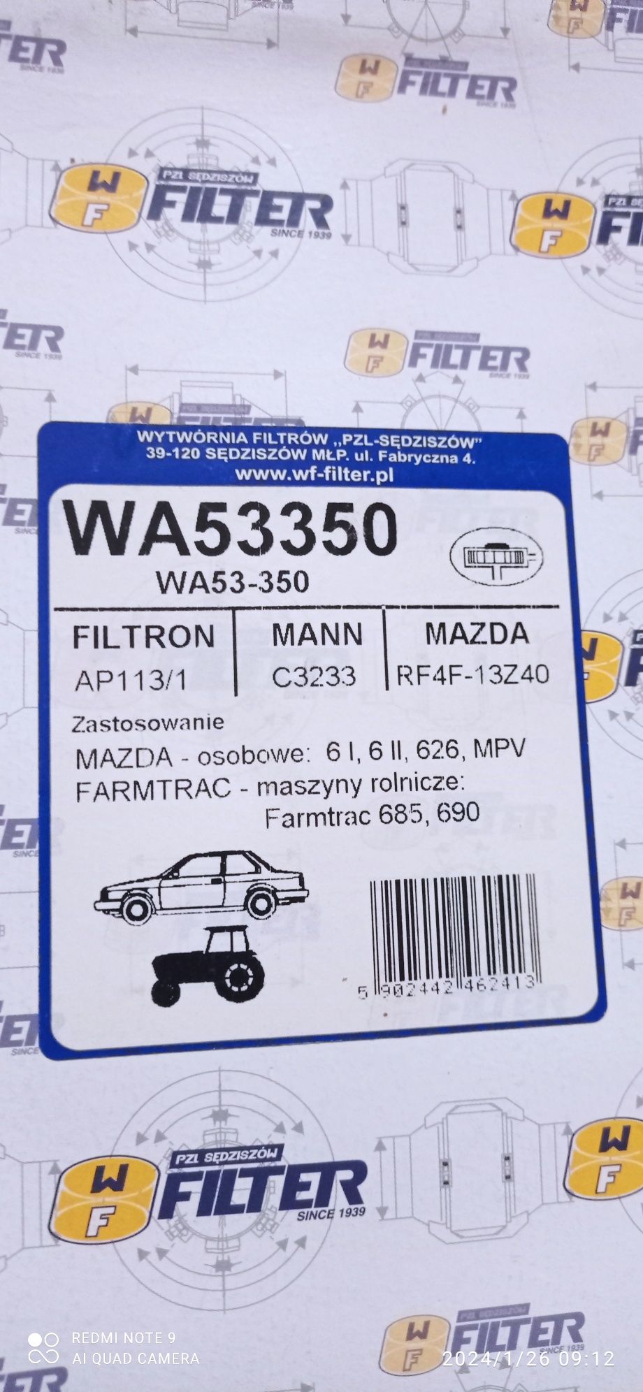 Filtr powietrza WA53350 mazda