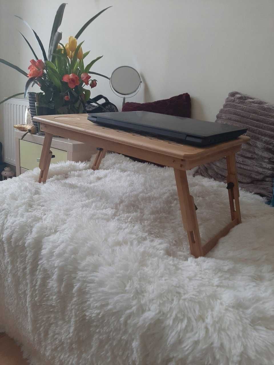 NOWY Stolik Pod Laptopa Składany Regulowany Bamboo Do Łóżka