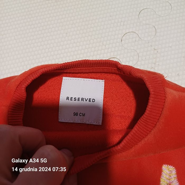 Dres welurowy dla dziewczynki rozm. 98 Reserved