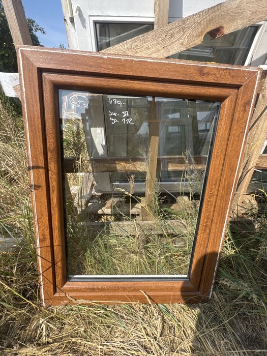 1x okno plastikowe 87x112 RU zloty dab biale (transport, braz, ru)