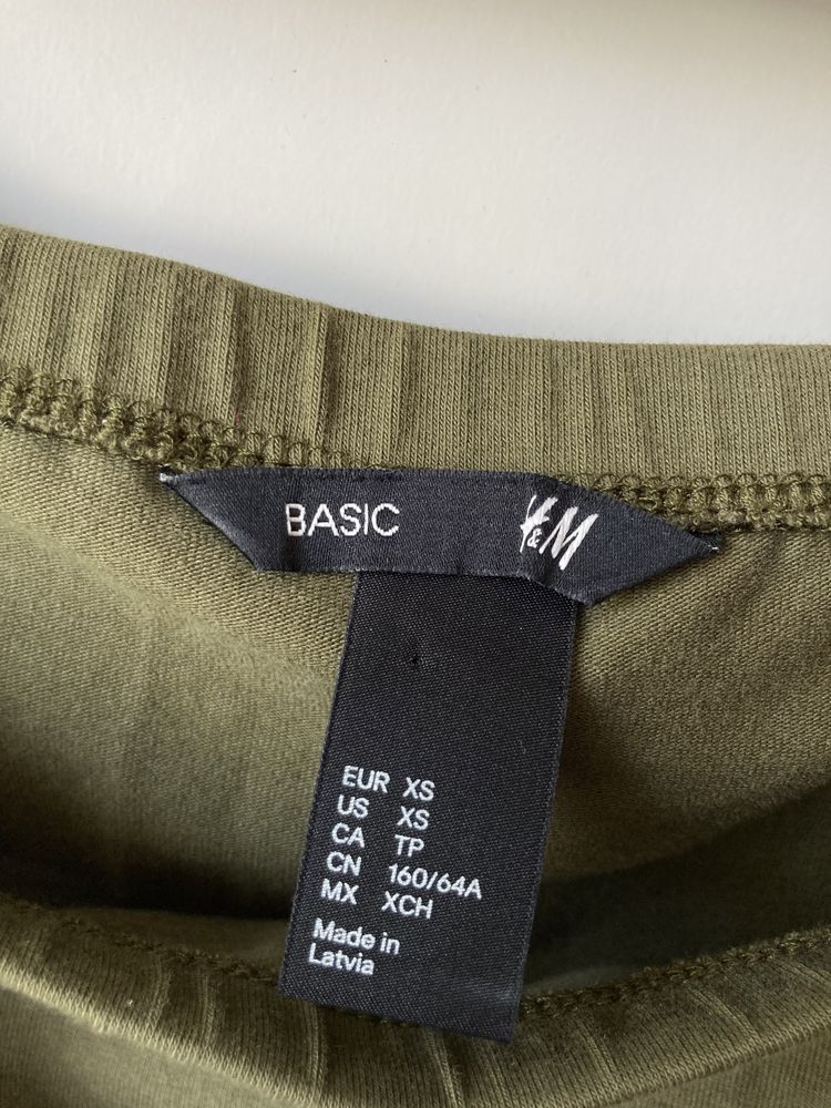 H&M oliwkowa mini spódniczka krótka basic obcisła khaki bodycon